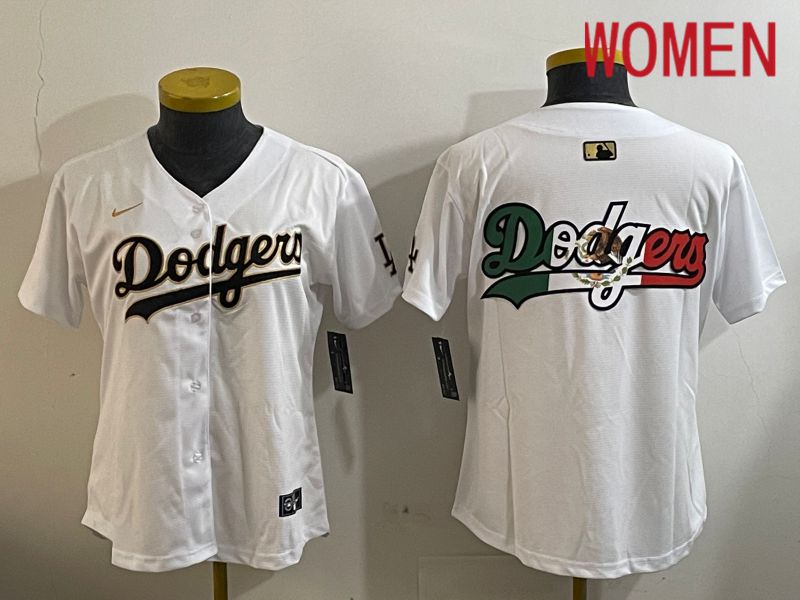 Women Los Angeles Dodgers Blank White Game 2024 Nike MLB Jersey style 12054